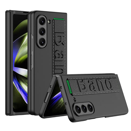 For Samsung Galaxy Z Fold5 5G GKK Ultra-thin Wristband Shockproof Phone Case with Holder(Black) - Galaxy Z Fold5 Cases by GKK | Online Shopping UK | buy2fix