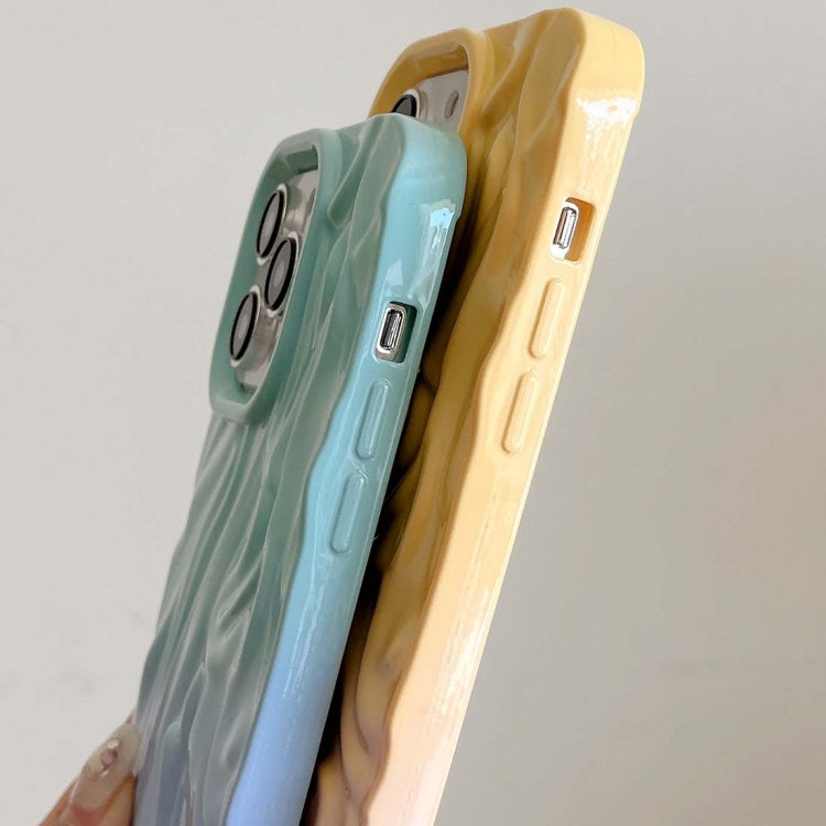 For iPhone 14 Wrinkle Gradient Oily Feel TPU Phone Case(Blue Green) - iPhone 14 Cases by buy2fix | Online Shopping UK | buy2fix