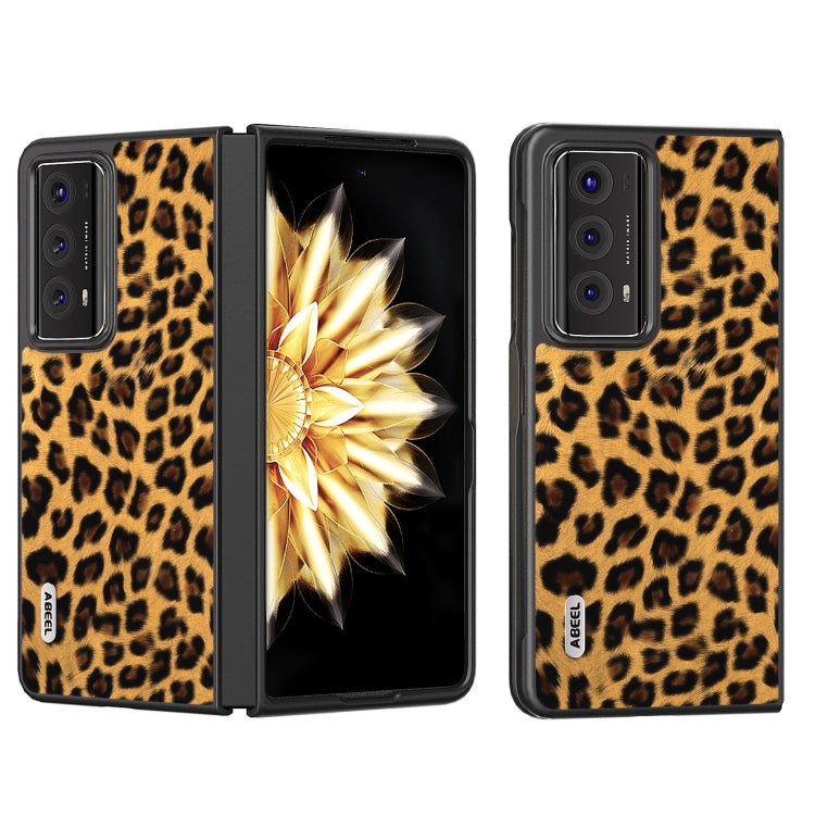 For Honor Magic V2 ABEEL Black Edge Leopard Phone Case(Golden) - Honor Cases by buy2fix | Online Shopping UK | buy2fix