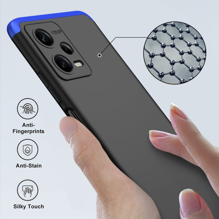 For Xiaomi Redmi Note 12 5G Global GKK Three Stage Splicing Full Coverage PC Phone Case(Black Blue) - Note 12 Cases by GKK | Online Shopping UK | buy2fix