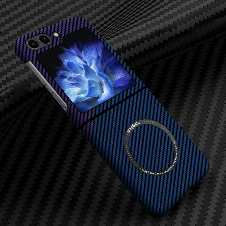 For Samsung Galaxy Z Flip5 Carbon Fiber Texture MagSafe Magnetic Phone Case(Blue Purple) - Galaxy Z Flip5 Cases by buy2fix | Online Shopping UK | buy2fix