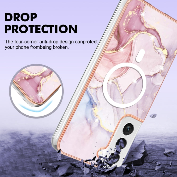 For Samsung Galaxy S22+ 5G Marble Pattern Dual-side IMD Magsafe TPU Phone Case(Rose Gold 005) - Galaxy S22+ 5G Cases by buy2fix | Online Shopping UK | buy2fix