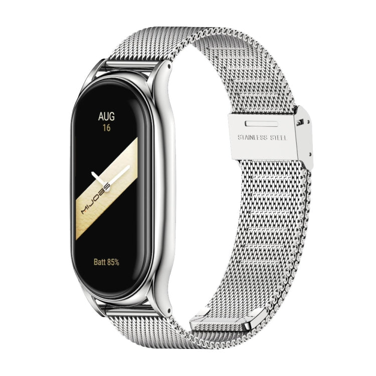 For Xiaomi Mi Band 8 Mijobs Plus Case Milan Buckle Metal Watch Band(Silver) - Watch Bands by MIJOBS | Online Shopping UK | buy2fix