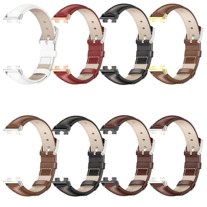 For Huawei Band 8 / 9 Mijobs Cowhide Leather Watch Band(Brown Silver) - Watch Bands by MIJOBS | Online Shopping UK | buy2fix