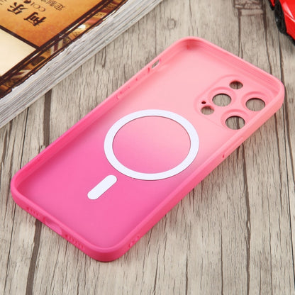 For iPhone 15 Liquid TPU Silicone Gradient MagSafe Phone Case(Pink Red) - iPhone 15 Cases by buy2fix | Online Shopping UK | buy2fix