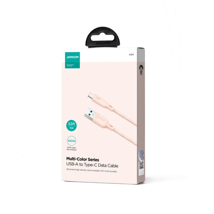 JOYROOM SA34-AC6 100W USB to USB-C/Type-C Fast Charge Data Cable, Length: 1m(Pink) - USB-C & Type-C Cable by JOYROOM | Online Shopping UK | buy2fix