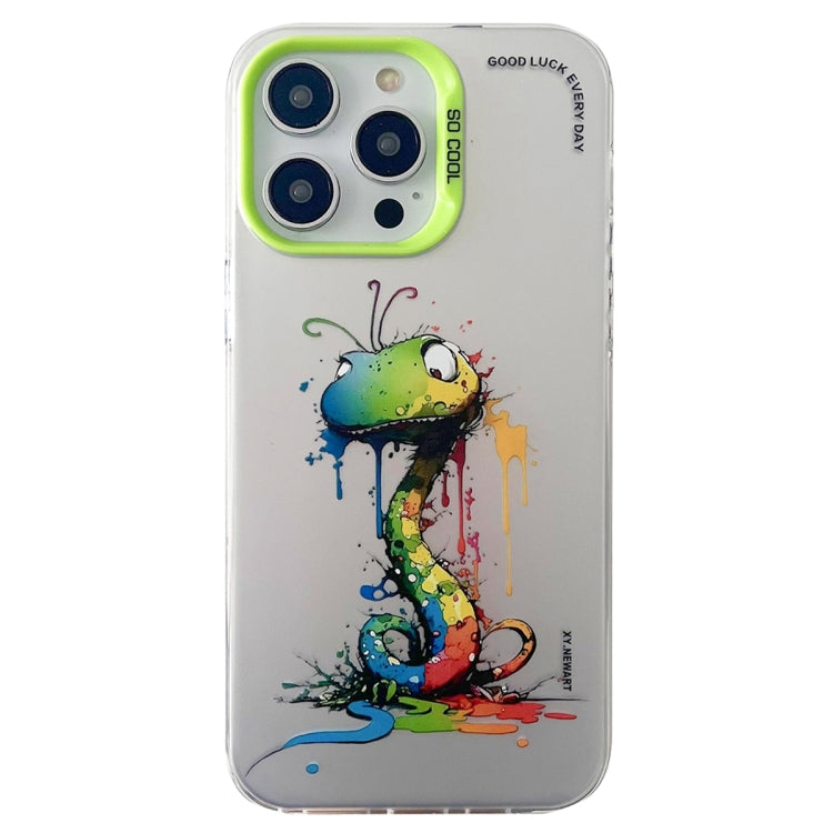 For iPhone 15 Pro Max Double Layer Color Silver Series Animal Oil Painting Phone Case(Zodiac Snake) - iPhone 15 Pro Max Cases by buy2fix | Online Shopping UK | buy2fix