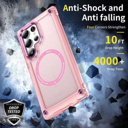 For Samsung Galaxy S24 Ultra 5G Skin Feel TPU + PC MagSafe Magnetic Phone Case(Transparent Pink) - Galaxy S24 Ultra 5G Cases by buy2fix | Online Shopping UK | buy2fix