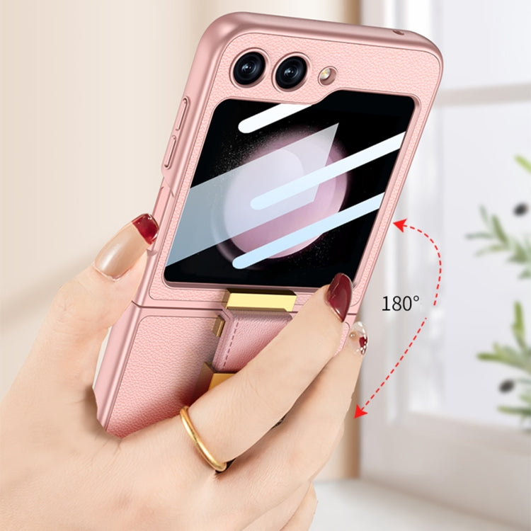 For Samsung Galaxy Z Flip5 GKK Ultra-thin Z Ring Holder Leather Phone Case(Black) - Galaxy Z Flip5 Cases by GKK | Online Shopping UK | buy2fix