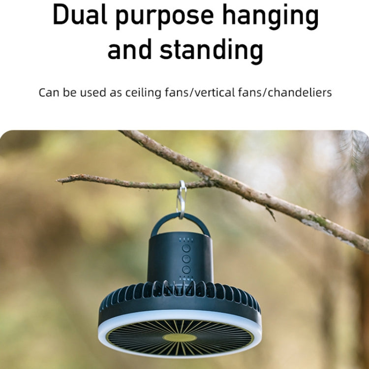 DQ216 10000mAh Outdoor Portable Liftable Swivel Head Camping Fan Tent Hanging Vertical Colorful Light with Remote Control(Khaki) - Electric Fans by buy2fix | Online Shopping UK | buy2fix