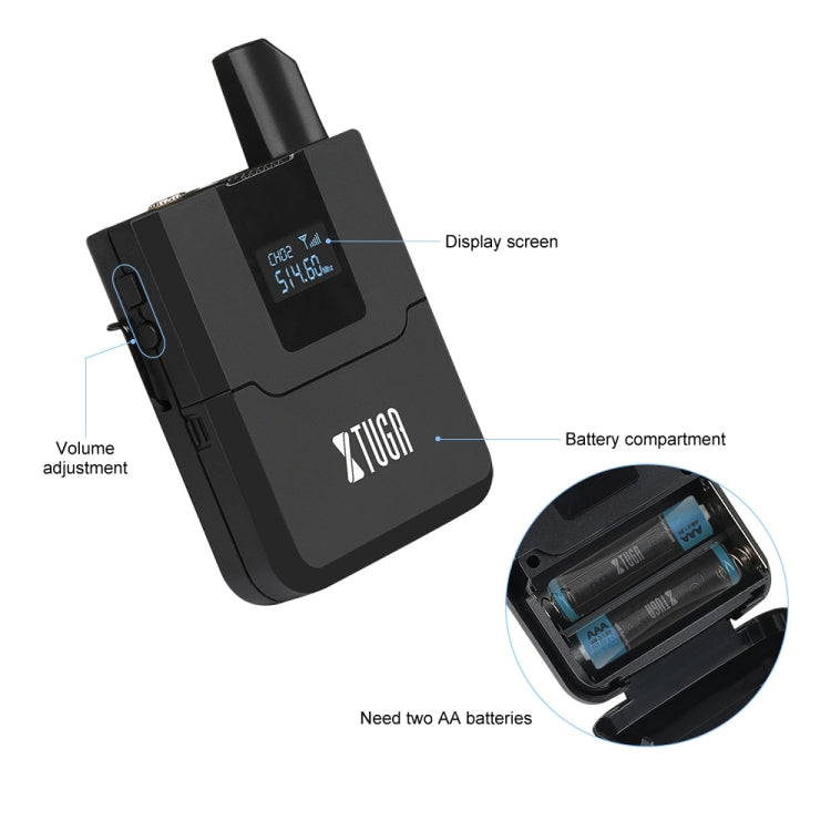 XTUGA A140-B Wireless Microphone System 4 BodyPack Headset Lavalier Microphone(EU Plug) - Microphone by XTUGA | Online Shopping UK | buy2fix