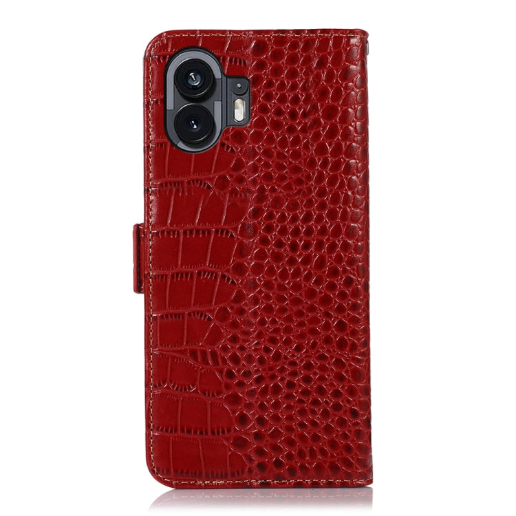 For Nothing Phone 2 Crocodile Top Layer Cowhide Leather Phone Case(Red) - More Brand by buy2fix | Online Shopping UK | buy2fix