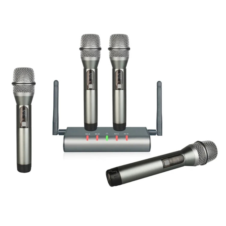 XTUGA U-F4600 Professional 4-Channel UHF Wireless Microphone System with 4 Handheld Microphone(UK Plug) - Microphone by XTUGA | Online Shopping UK | buy2fix