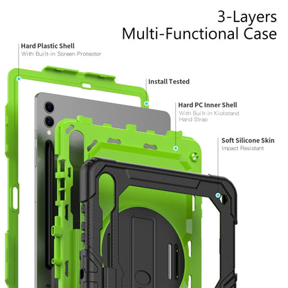 For Samsung Galaxy Tab S9+ / S8+ Silicone + PC Tablet Case(Black+Yellow Green) - Galaxy Tab S9+ Cases by buy2fix | Online Shopping UK | buy2fix