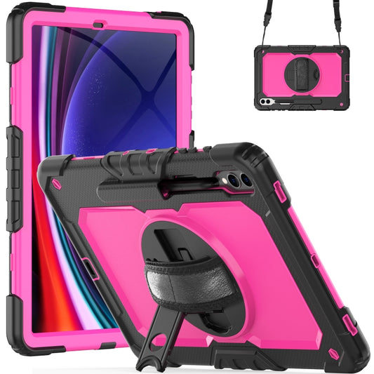 For Samsung Galaxy Tab S9+ / S8+ Silicone + PC Tablet Case(Black+Rose Red) - Galaxy Tab S9+ Cases by buy2fix | Online Shopping UK | buy2fix