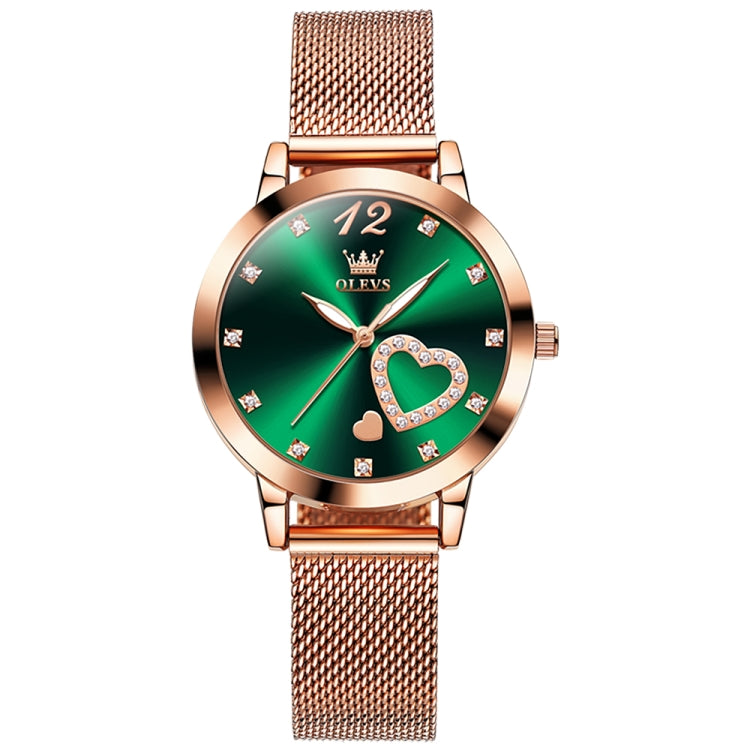 OLEVS 5189 Women Heart Shape Waterproof Quartz Watch(Green) - Metal Strap Watches by OLEVS | Online Shopping UK | buy2fix