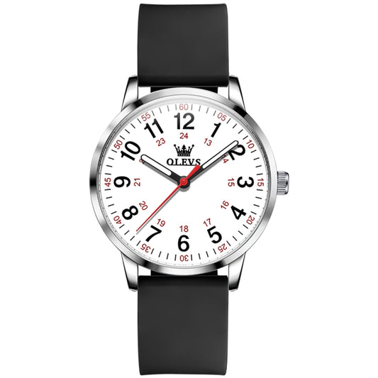 OLEVS 9953 Women Simple Silicone Strap Waterproof Quartz Watch(Black) - Silicone Strap Watches by OLEVS | Online Shopping UK | buy2fix