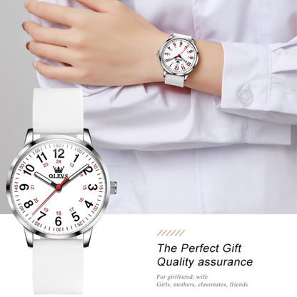 OLEVS 9953 Women Simple Silicone Strap Waterproof Quartz Watch(White) - Silicone Strap Watches by OLEVS | Online Shopping UK | buy2fix