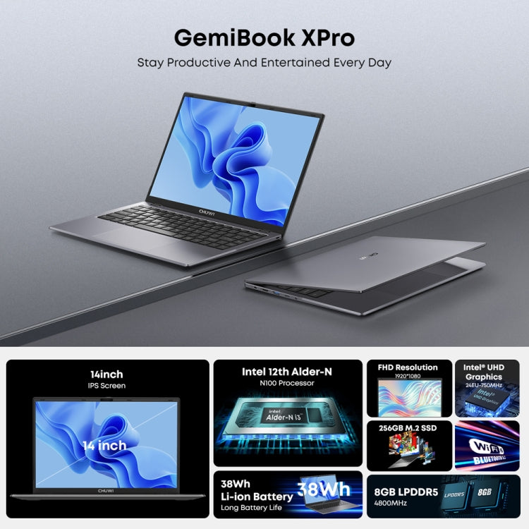 CHUWI GemiBook XPro 14.1 inch Laptop, 8GB+256GB, Windows 11 Intel Alder Lake-N N100 Quad Core - CHUWI by CHUWI | Online Shopping UK | buy2fix