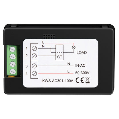 KWS-AC301-100A 50-300V AC Digital Current Voltmeter with Opening Transformer(Black) - Current & Voltage Tester by buy2fix | Online Shopping UK | buy2fix