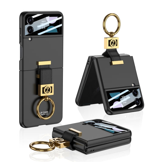 For Samsung Galaxy Z Flip4 5G GKK Integrated Ultra-thin Phone Case with Z Ring Holder(Black) - Galaxy Z Flip4 5G Cases by GKK | Online Shopping UK | buy2fix