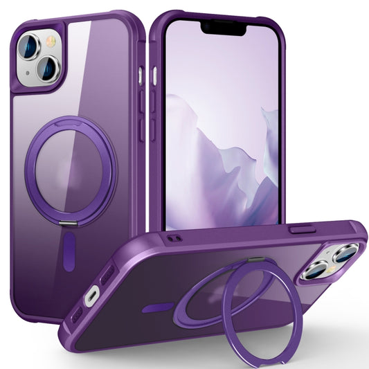 For iPhone 15 MagSafe Magnetic Rotating Holder Phone Case(Purple) - iPhone 15 Cases by buy2fix | Online Shopping UK | buy2fix