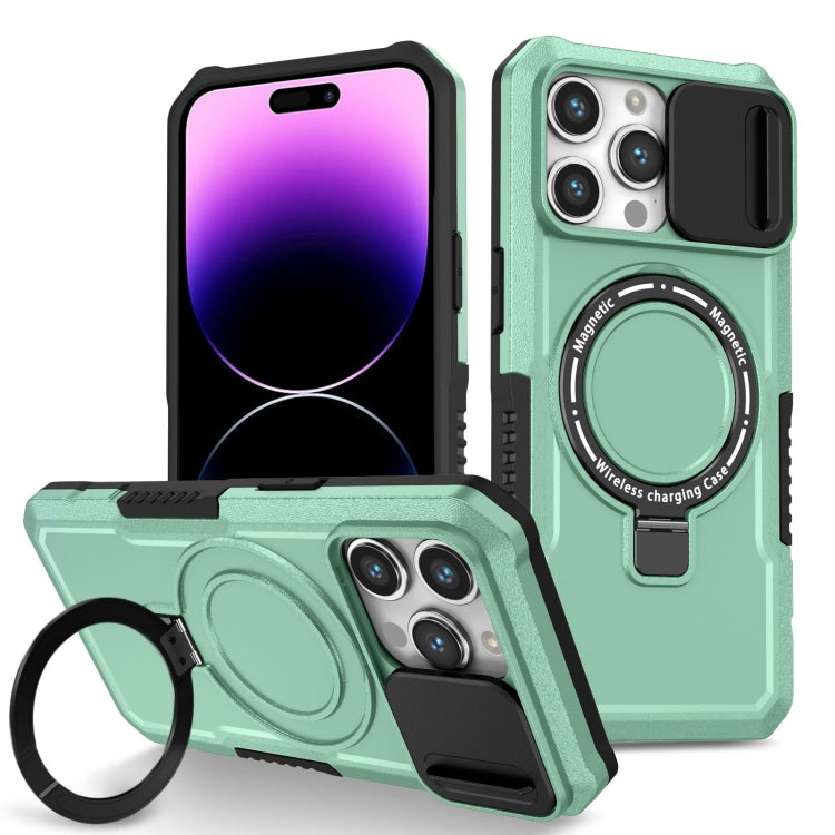 For iPhone 14 Pro Max Sliding Camshield Magsafe Holder TPU Hybrid PC Phone Case(Light Blue) - iPhone 14 Pro Max Cases by buy2fix | Online Shopping UK | buy2fix