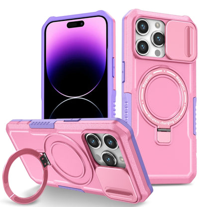 For iPhone 14 Pro Max Sliding Camshield Magsafe Holder TPU Hybrid PC Phone Case(Purple Pink) - iPhone 14 Pro Max Cases by buy2fix | Online Shopping UK | buy2fix