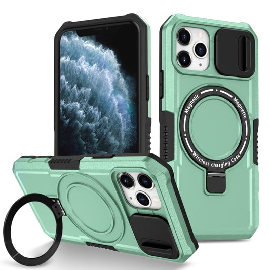 For iPhone 11 Pro Sliding Camshield Magsafe Holder TPU Hybrid PC Phone Case(Light Blue) - iPhone 11 Pro Cases by buy2fix | Online Shopping UK | buy2fix