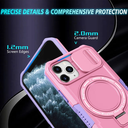 For iPhone 11 Pro Sliding Camshield Magsafe Holder TPU Hybrid PC Phone Case(Purple Pink) - iPhone 11 Pro Cases by buy2fix | Online Shopping UK | buy2fix