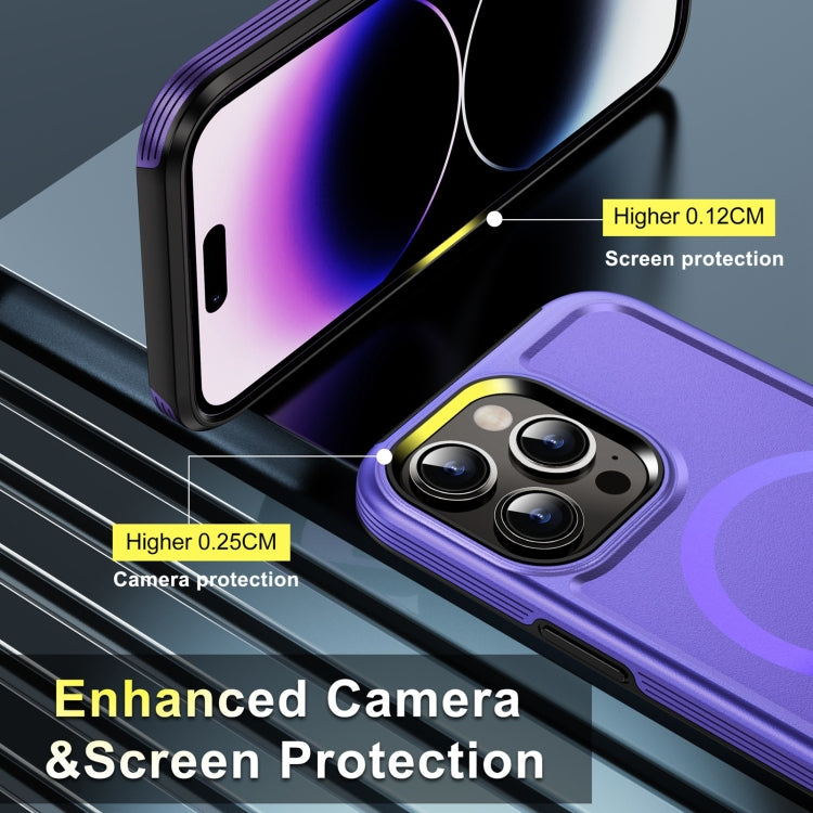 For iPhone 15 Pro Max Shield Armor MagSafe TPU Hybrid PC Phone Case(Purple) - iPhone 15 Pro Max Cases by buy2fix | Online Shopping UK | buy2fix