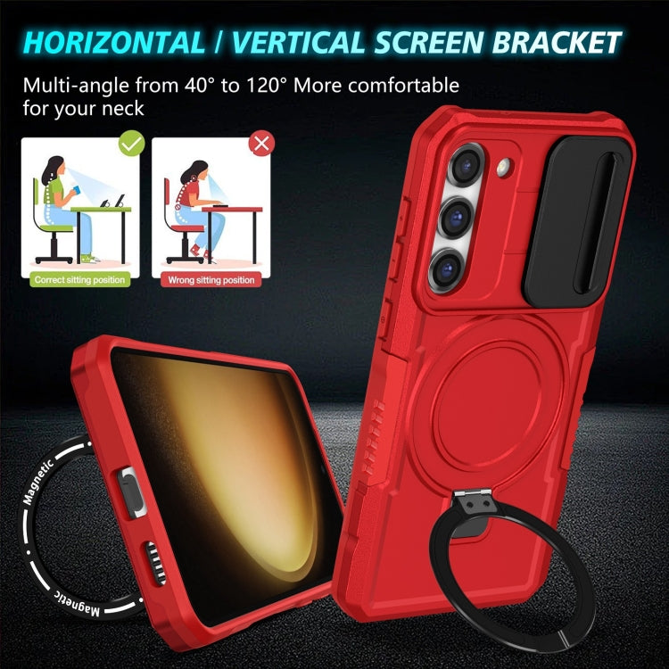 For Samsung Galaxy S23+ 5G Sliding Camshield Magsafe Holder TPU Hybrid PC Phone Case(Red) - Galaxy S23+ 5G Cases by buy2fix | Online Shopping UK | buy2fix