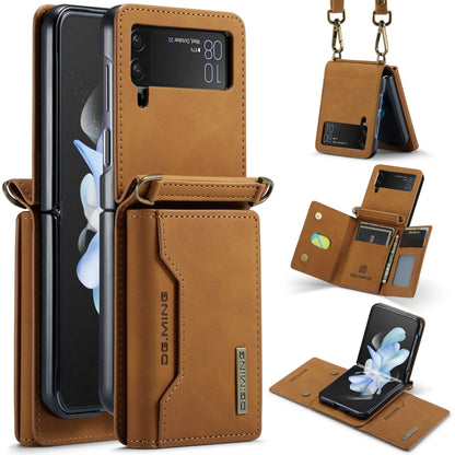 For Samsung Galaxy Z Flip4 5G DG.MING M2 Series Card Bag Magnetic Leather Phone Case(Brown) - Galaxy Z Flip4 5G Cases by DG.MING | Online Shopping UK | buy2fix