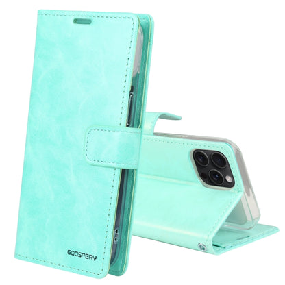 For iPhone 15 Pro Max GOOSPERY BLUE MOON Crazy Horse Texture Leather Phone Case(Mint Green) - iPhone 15 Pro Max Cases by GOOSPERY | Online Shopping UK | buy2fix