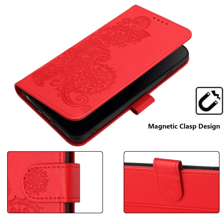 For iPhone 15 Pro Max Datura Flower Embossed Flip Leather Phone Case(Red) - iPhone 15 Pro Max Cases by buy2fix | Online Shopping UK | buy2fix