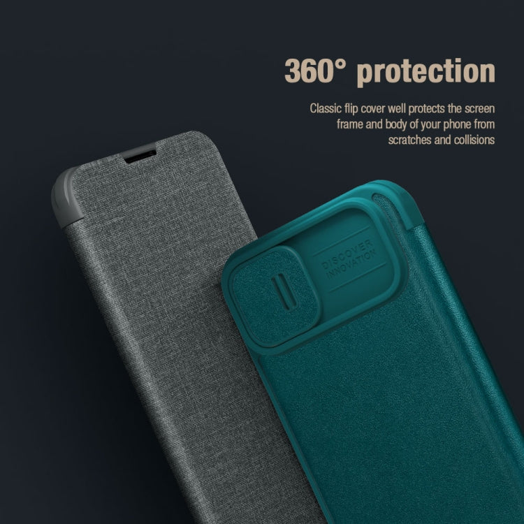 For iPhone 15 Plus NILLKIN QIN Series Pro Fabric Textured Leather Phone Case(Blue) - iPhone 15 Pro Max Cases by NILLKIN | Online Shopping UK | buy2fix