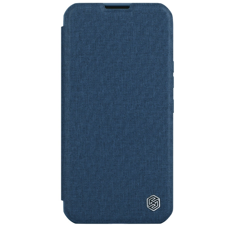 For iPhone 15 NILLKIN QIN Series Pro Fabric Textured Leather Phone Case(Blue) - iPhone 15 Pro Max Cases by NILLKIN | Online Shopping UK | buy2fix