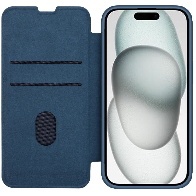 For iPhone 15 NILLKIN QIN Series Pro Fabric Textured Leather Phone Case(Blue) - iPhone 15 Pro Max Cases by NILLKIN | Online Shopping UK | buy2fix