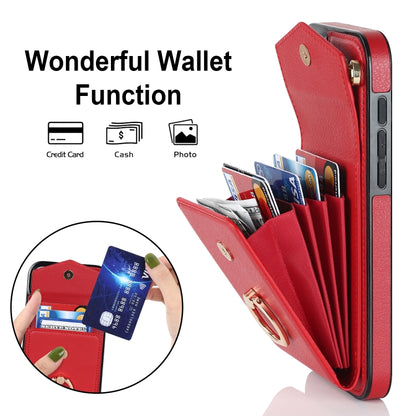 For iPhone 15 Pro Max Ring Holder RFID Card Slot Phone Case(Red) - iPhone 15 Pro Max Cases by buy2fix | Online Shopping UK | buy2fix