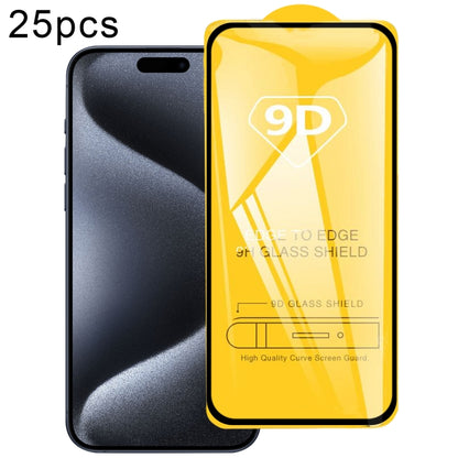 For iPhone 15 Plus / 15 Pro Max 25pcs 9D Full Glue Screen Tempered Glass Film - iPhone 15 Pro Max Tempered Glass by buy2fix | Online Shopping UK | buy2fix