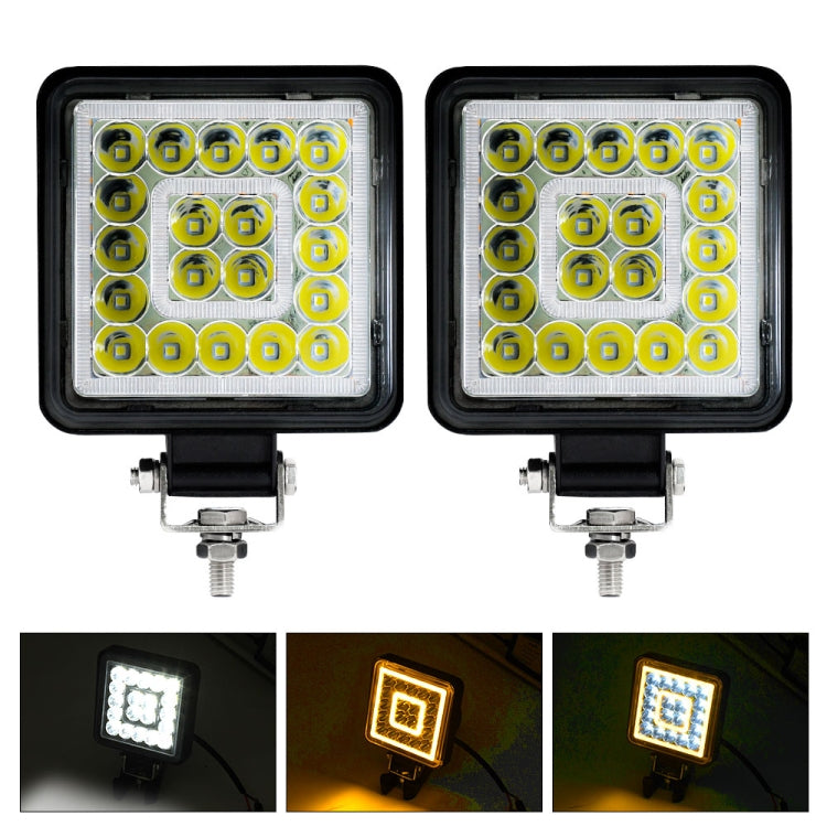 E10 1 Pair 4 inch Square Double Circle Angel Eye Work Light(Black) - Work Lights by buy2fix | Online Shopping UK | buy2fix