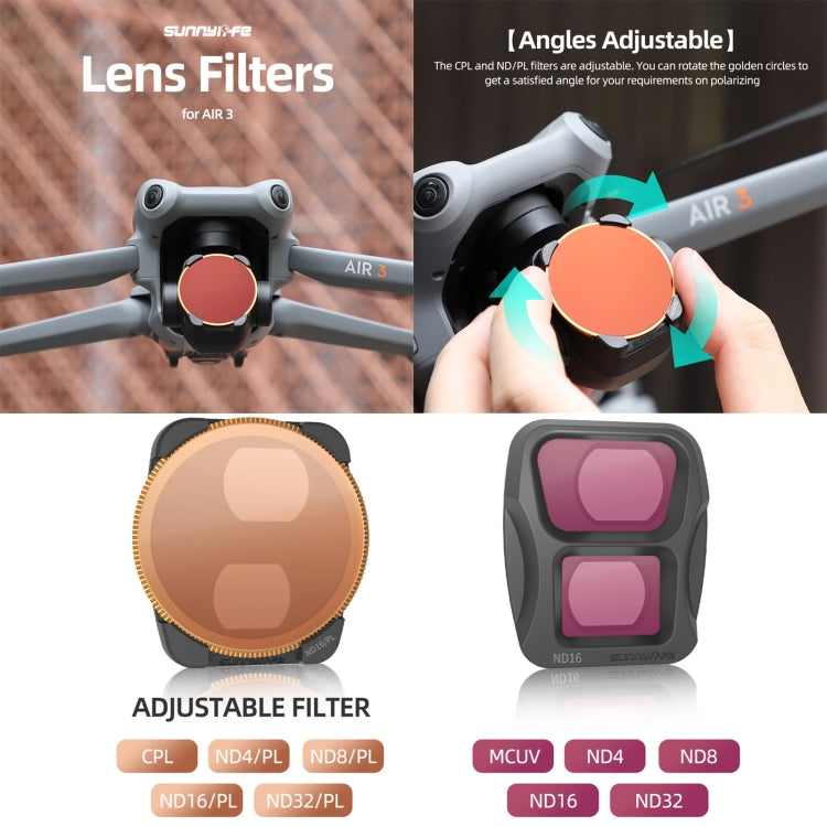 For DJI Air 3 Sunnylife Camera Lens Filter, Filter:ND8 - Mavic Lens Filter by Sunnylife | Online Shopping UK | buy2fix