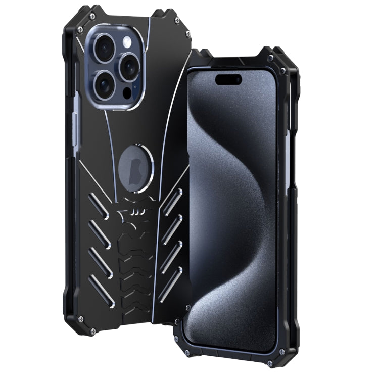For iPhone 15 Pro Max R-JUST Batman Metal Mobile Phone Protective Case(Black) - iPhone 15 Pro Max Cases by R-JUST | Online Shopping UK | buy2fix