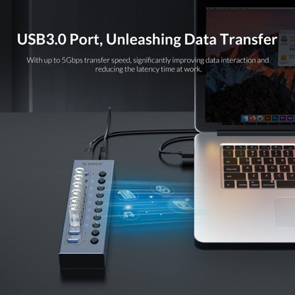 ORICO BT2U3-7AB-GY-BP 7 Ports USB 3.0 HUB with Individual Switches(AU Plug) - USB 3.0 HUB by ORICO | Online Shopping UK | buy2fix
