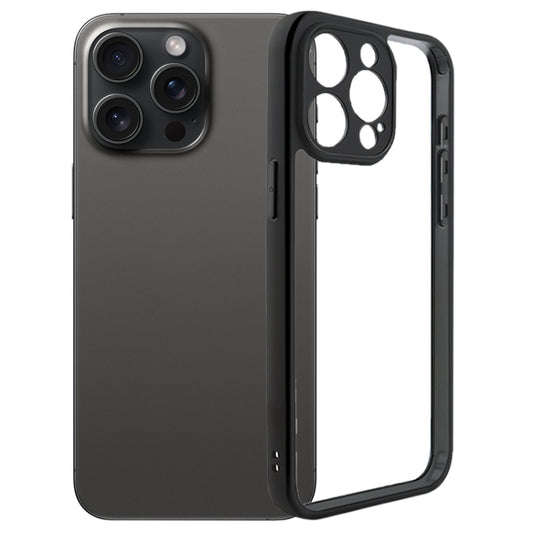 For iPhone 15 Pro Max Fine Pore Frosted TPU + Transparent PC Phone Case(Black) - iPhone 15 Pro Max Cases by buy2fix | Online Shopping UK | buy2fix