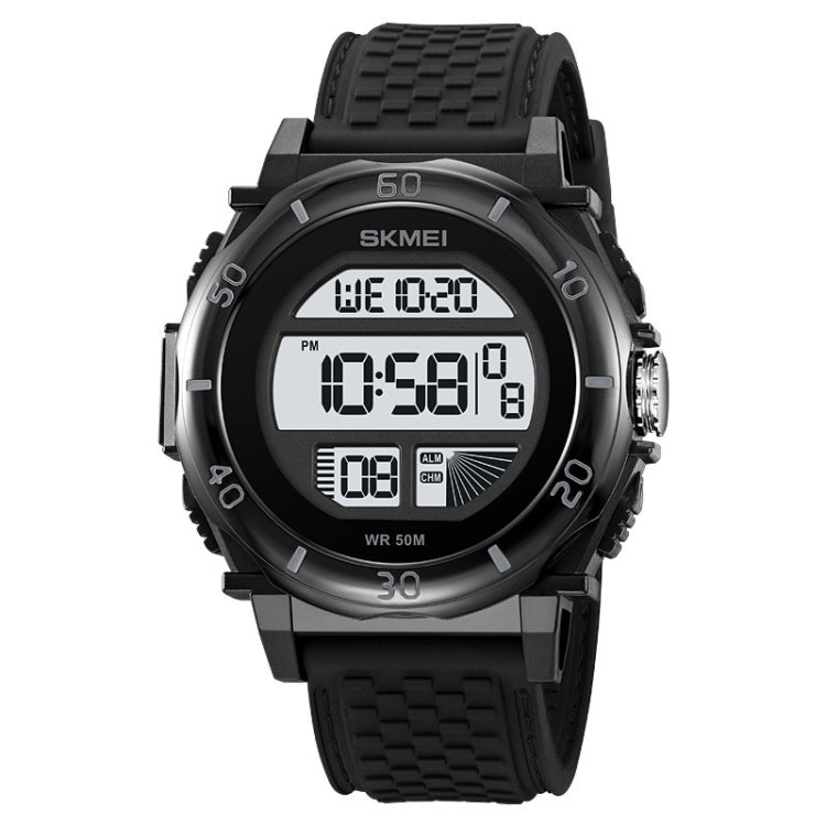 SKMEI 2099 Multifunctional Men Outdoor 50M Waterproof Luminous Digital Wrist Watch(Black+White) - Silicone Strap Watches by SKMEI | Online Shopping UK | buy2fix