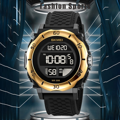 SKMEI 2099 Multifunctional Men Outdoor 50M Waterproof Luminous Digital Wrist Watch(Black+White) - Silicone Strap Watches by SKMEI | Online Shopping UK | buy2fix