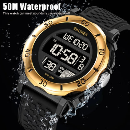 SKMEI 2099 Multifunctional Men Outdoor 50M Waterproof Luminous Digital Wrist Watch(Black+White) - Silicone Strap Watches by SKMEI | Online Shopping UK | buy2fix