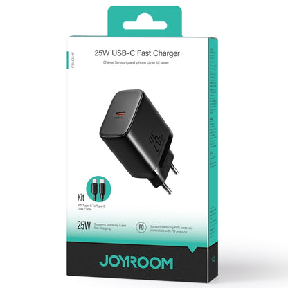 JOYROOM JR-TCF11 25W USB-C / Type-C Port Fast Charger with Cable Set, EU Plug(Black) - USB Charger by JOYROOM | Online Shopping UK | buy2fix