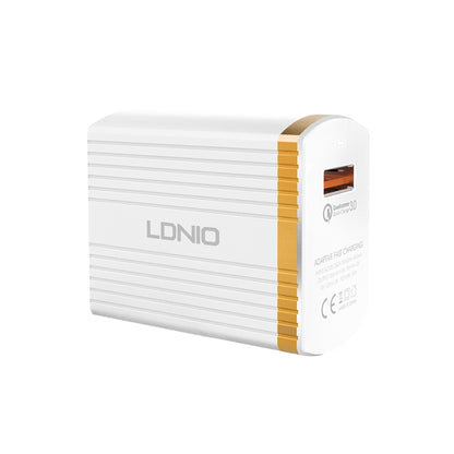 LDNIO A1302Q 2 in 1 18W QC3.0 USB Interface Grid Shape Travel Charger Mobile Phone Charger with Type-C / USB-C Data Cable, EU Plug - Mobile Accessories by LDNIO | Online Shopping UK | buy2fix